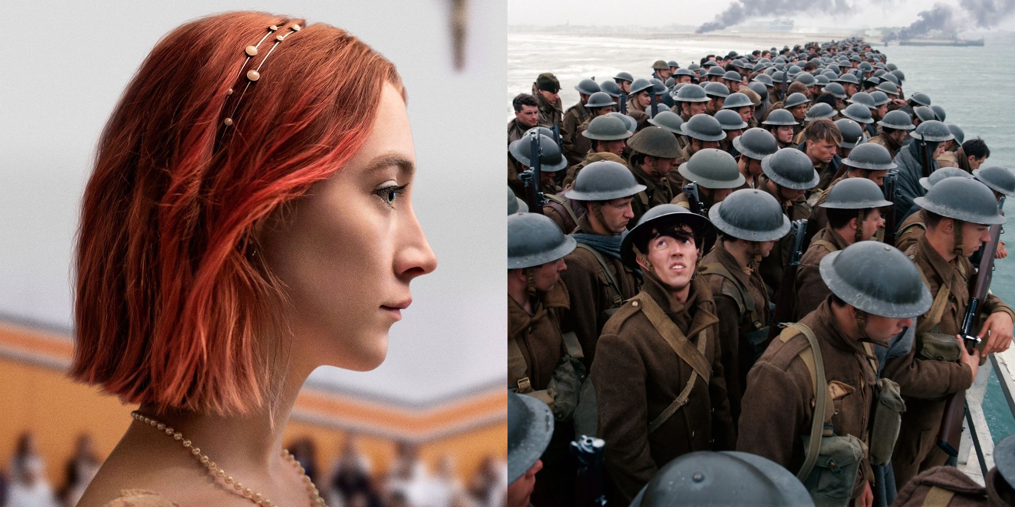 Split image of posters for Lady Bird and Dunkirk