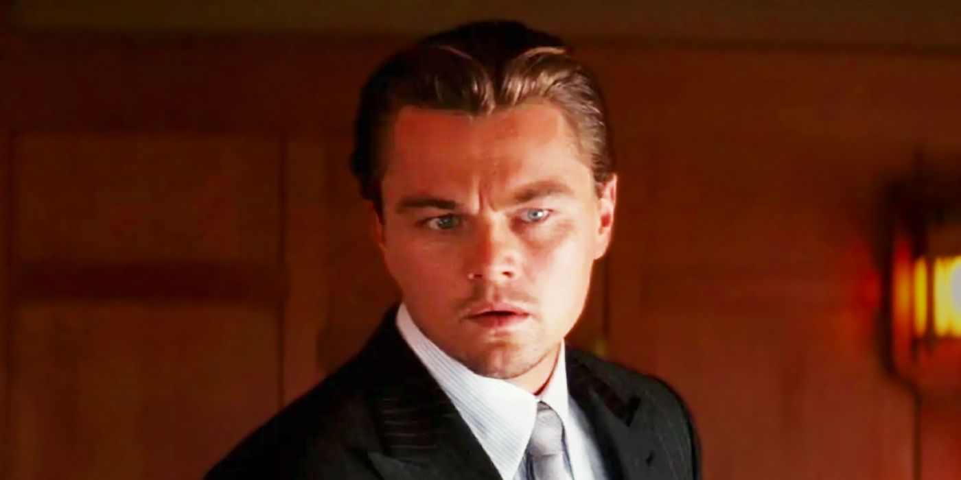 Leonardo DiCaprio looking confused in Inception.