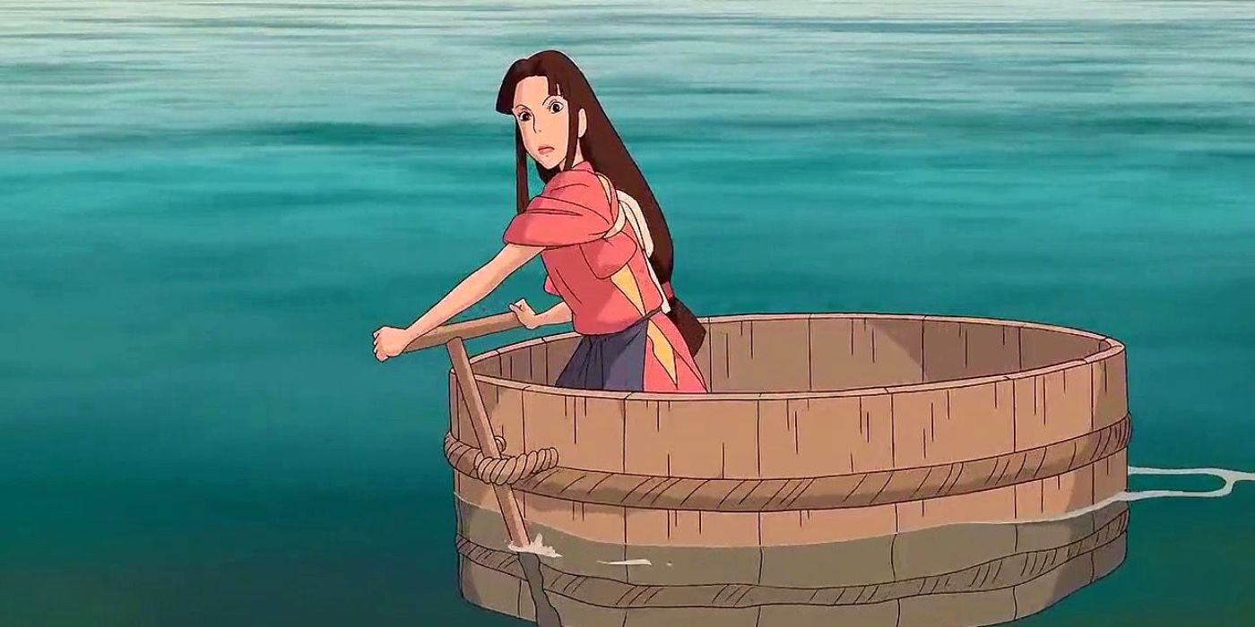 Lin rowing her boat in Spirited Away