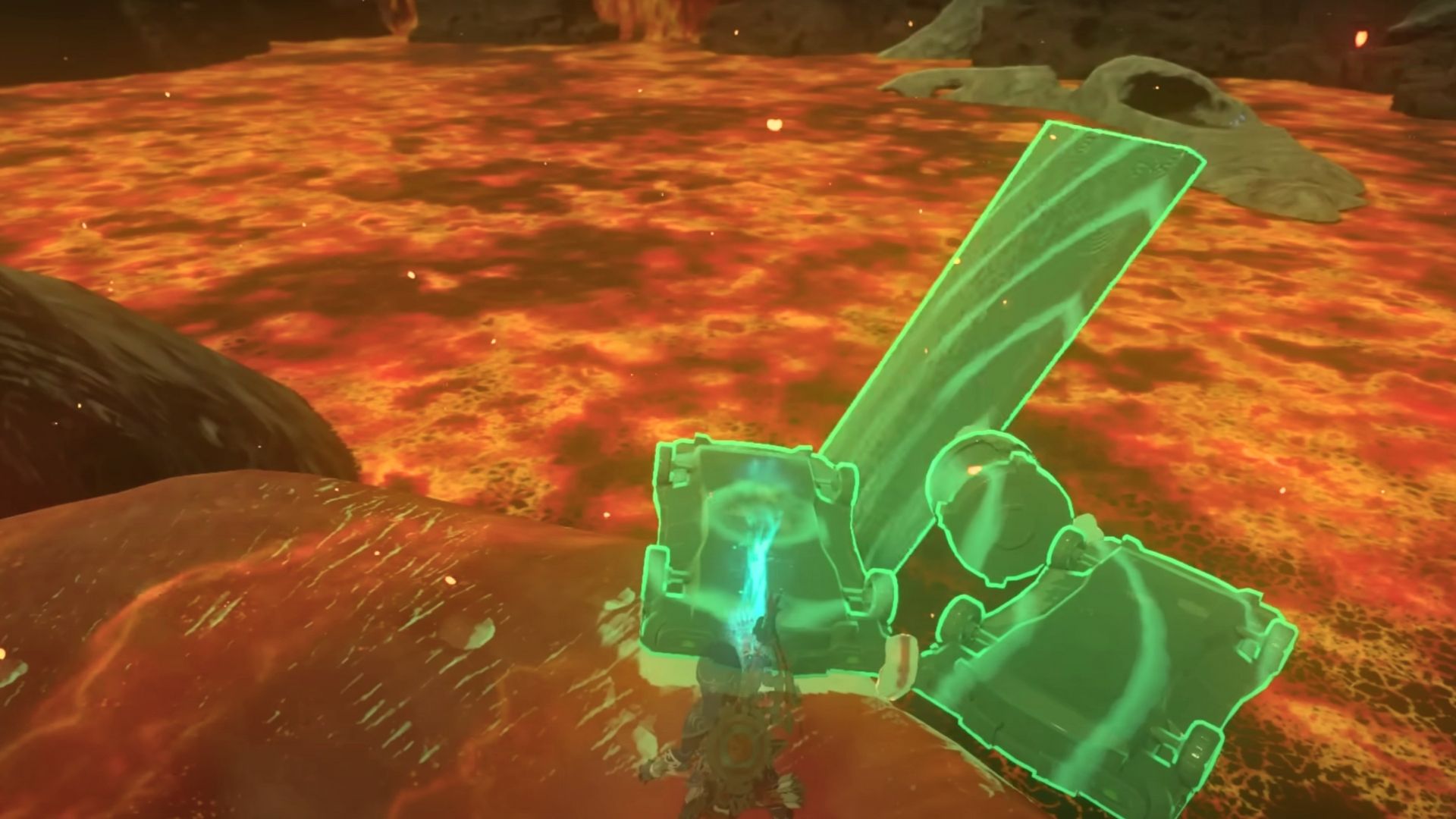 Link creating a Recall Launch device in Zelda_ TOTK