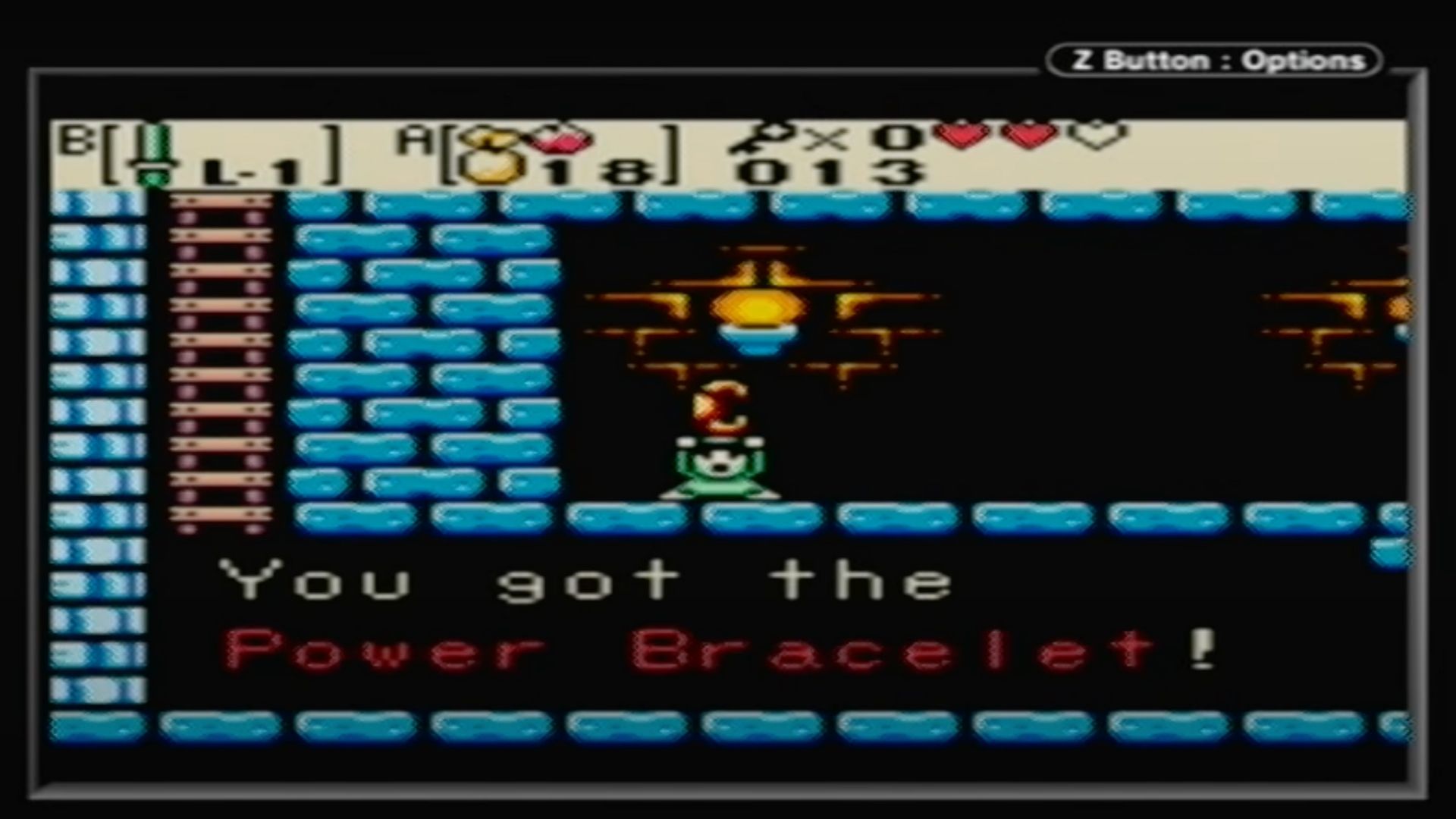 Link finding the Power Bracelet in Zelda Oracle of Ages