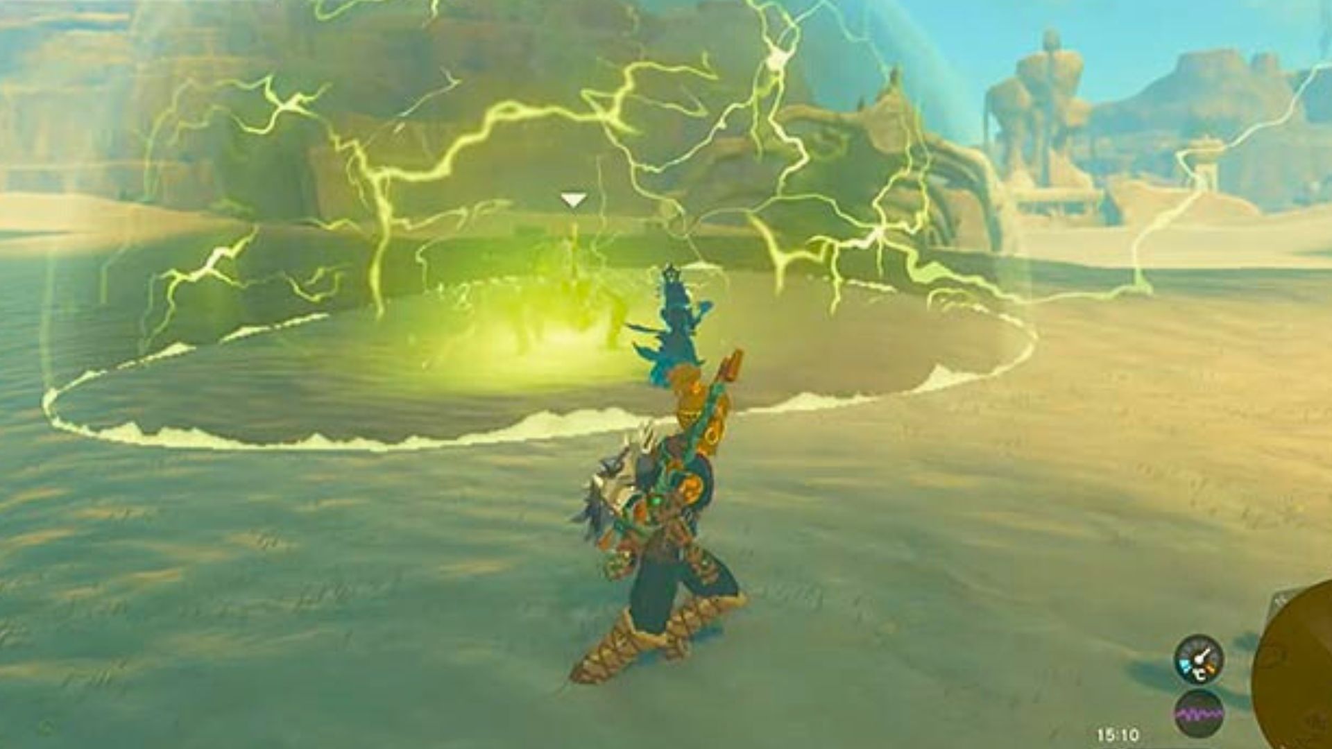 Link with an electric Lizalfos in Zelda_ TOTK