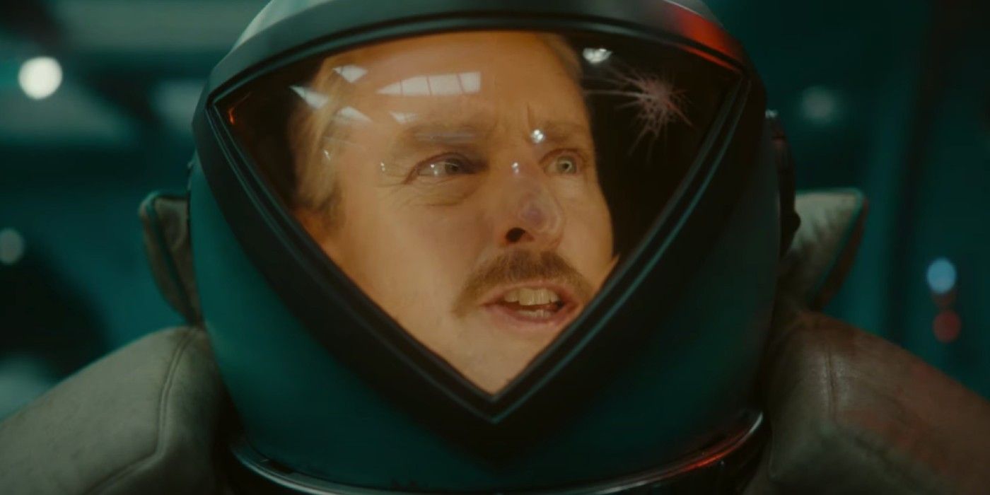 Loki Season 2 shot showing Owen Wilson as Mobius in a Temporal Loom protective suit.