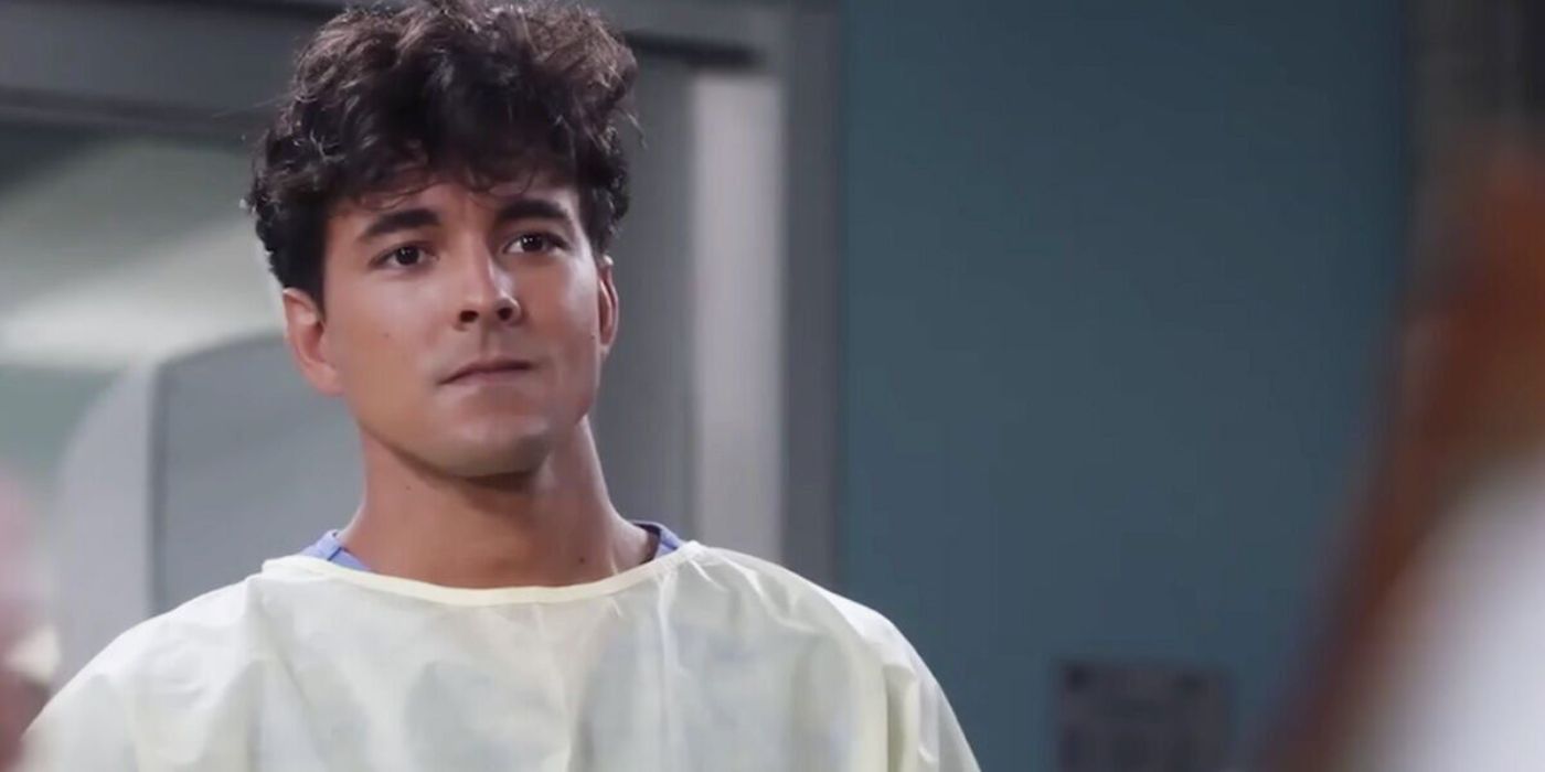 Lucas Adams looking serious in Grey's Anatomy