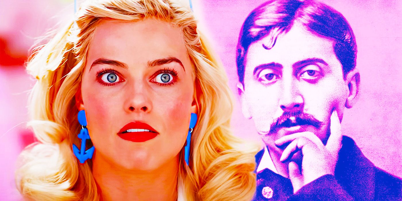 Margot Robbie as Barbie and Marcel Proust