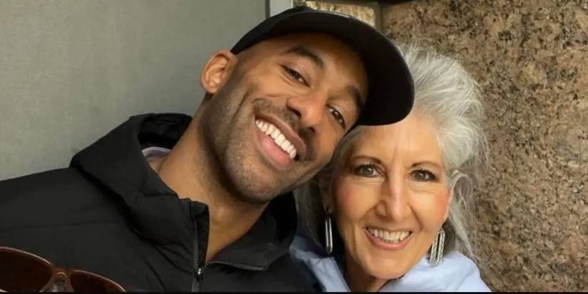 The Bachelor's Matt James And His Mom Patty James smiling