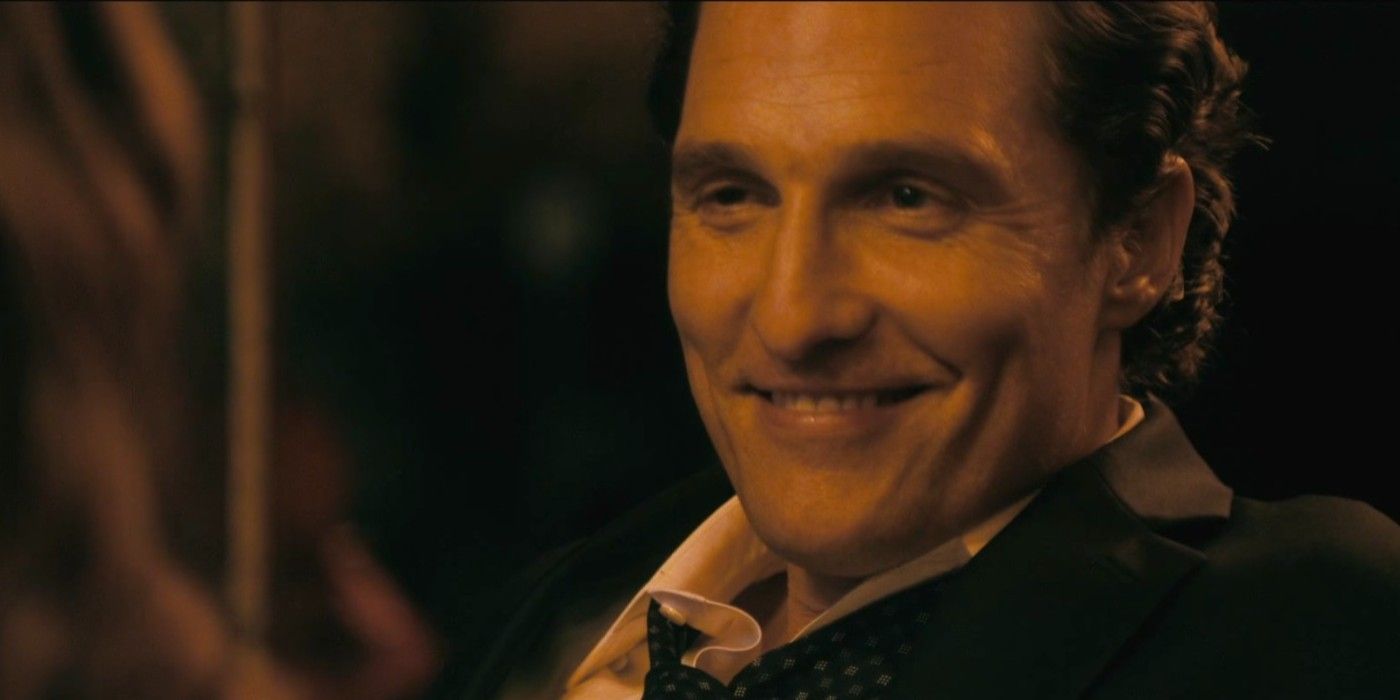 Mickey Haller smiling in The Lincoln Lawyer movie.