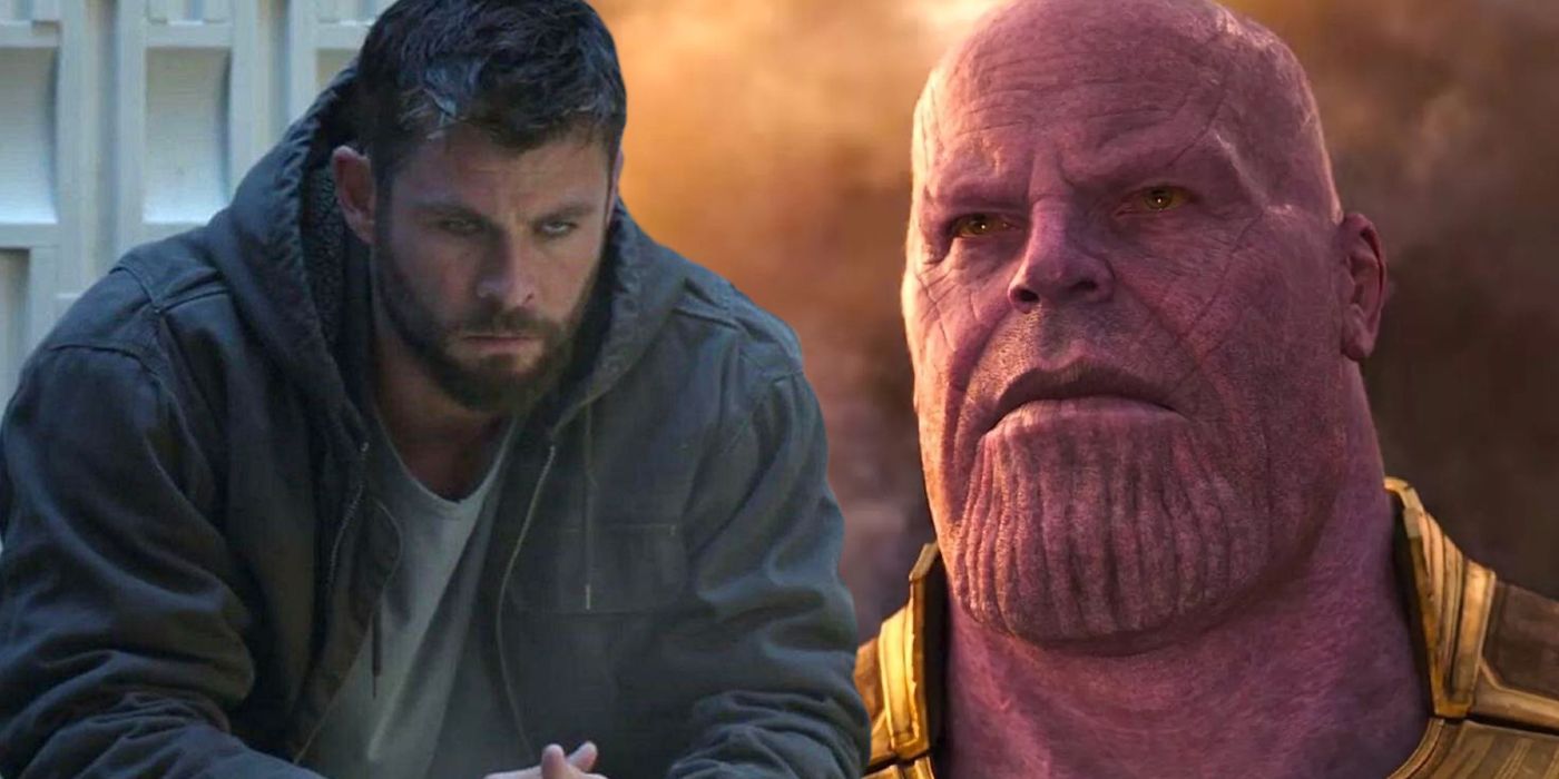 Chris Hemsworth as Thor and Josh Brolin as Thanos in the MCU