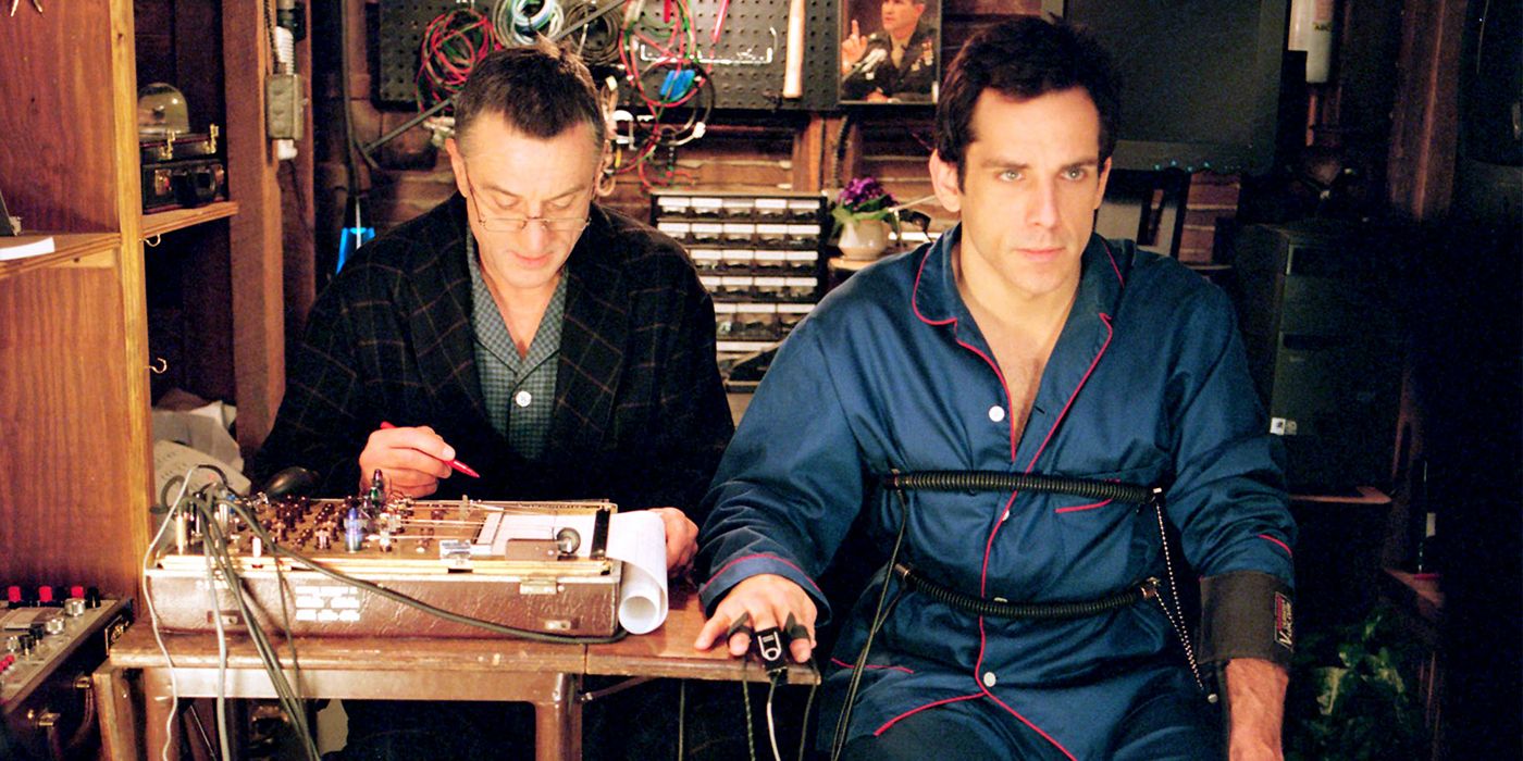 Ben Stiller Greg takes a lie-detector test from Robert De Niro in Meet the Parents 