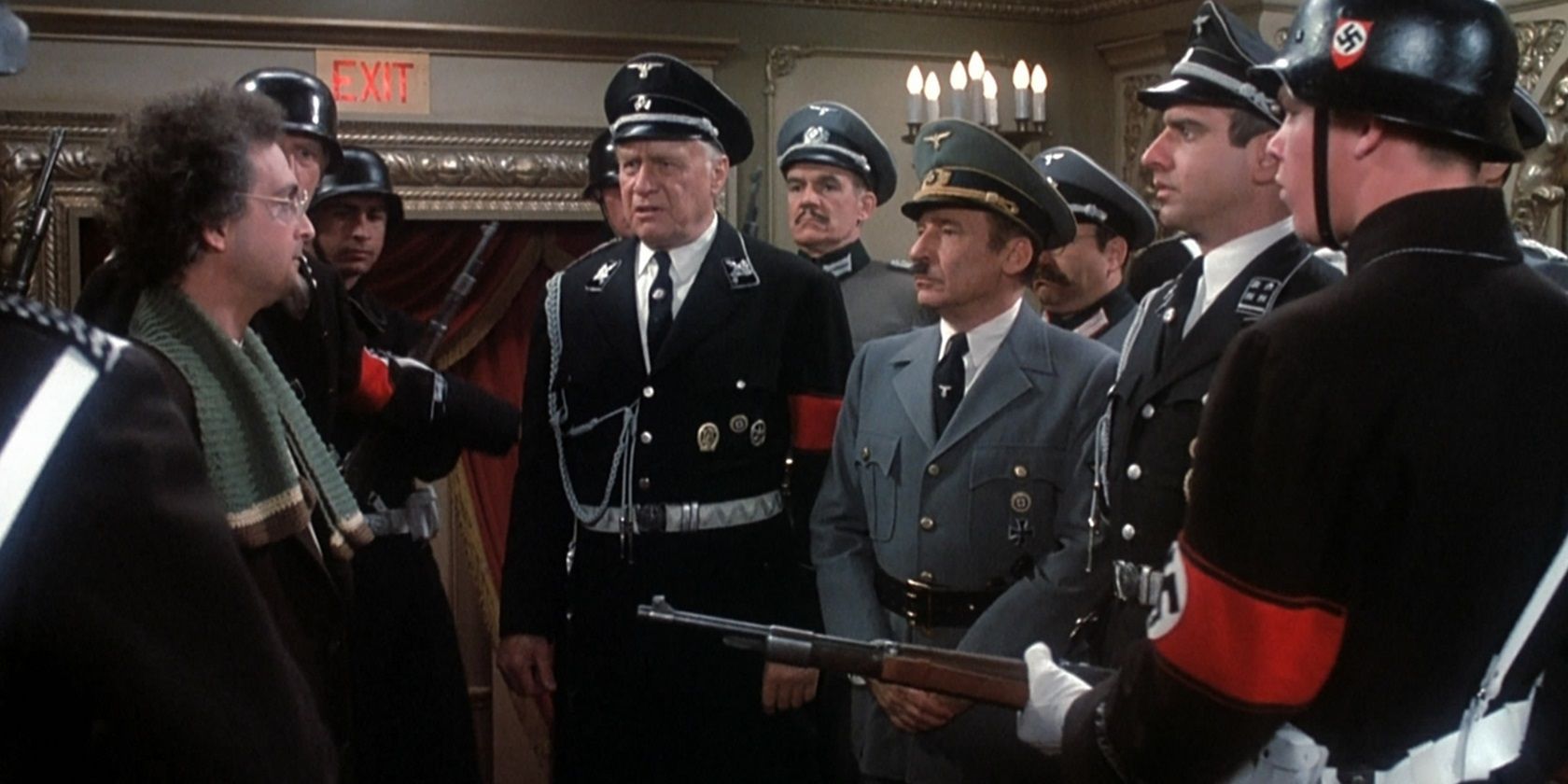 Mel Brooks with German soldiers in To Be or Not to Be.