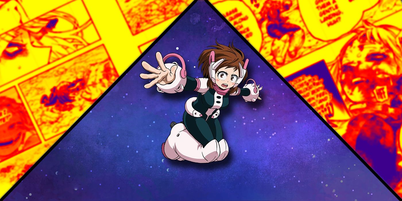 MHA: Ochaco jumps in front of a starry background