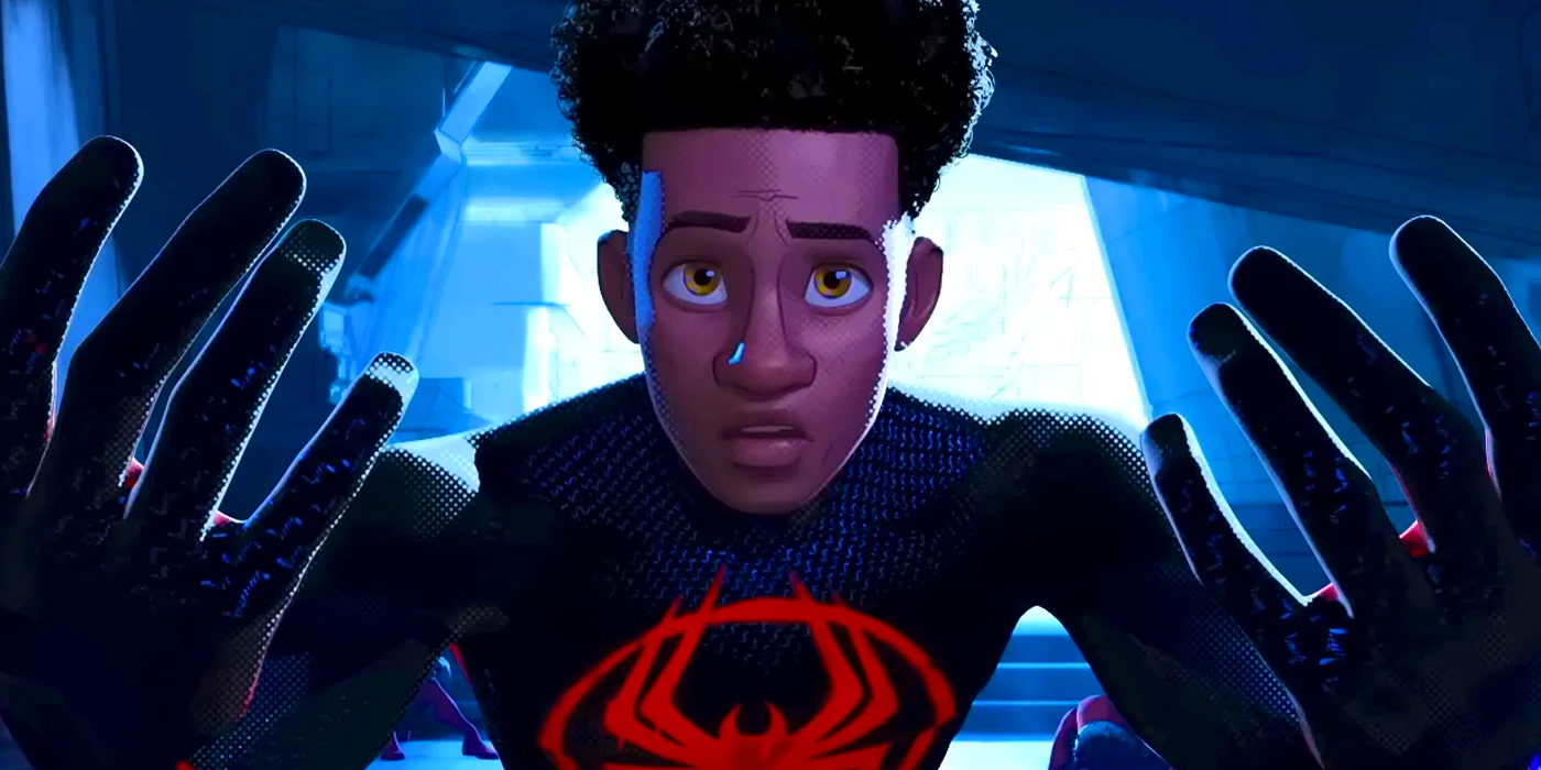 Miles Morales escapes from the Spider Society in Spider-Man Across the Spider-Verse