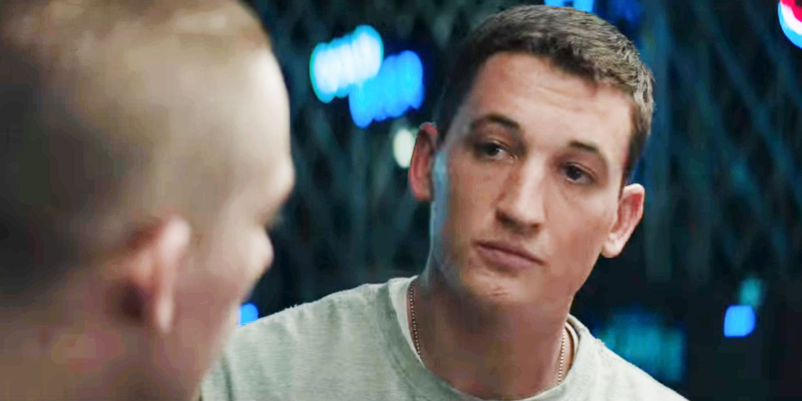 Miles Teller as Adam Schumann looking wistfully in Thank You For Your Service