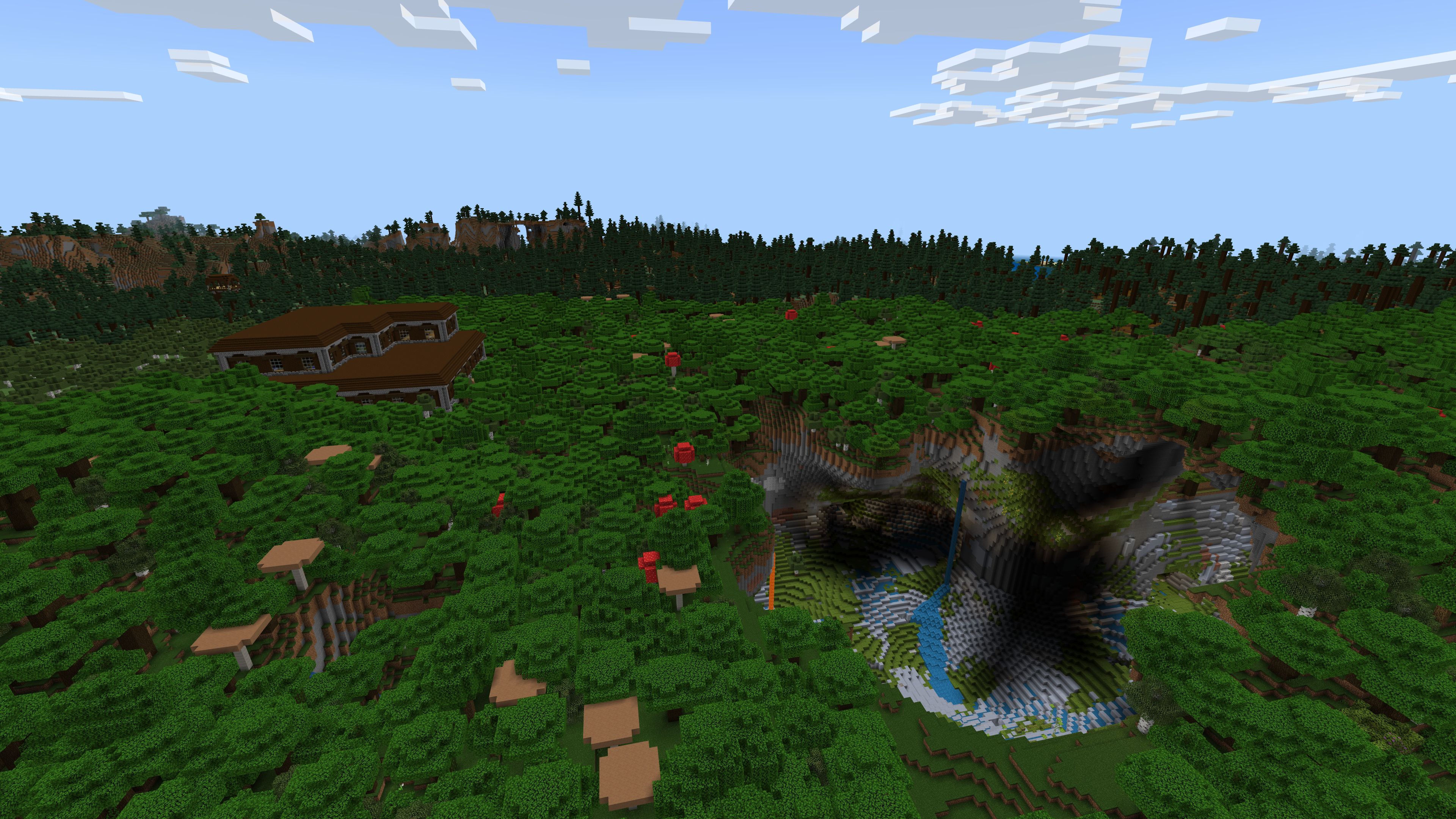 Semilla de Minecraft 1.20 con exuberantes cuevas al aire libre y una mansión en el bosque