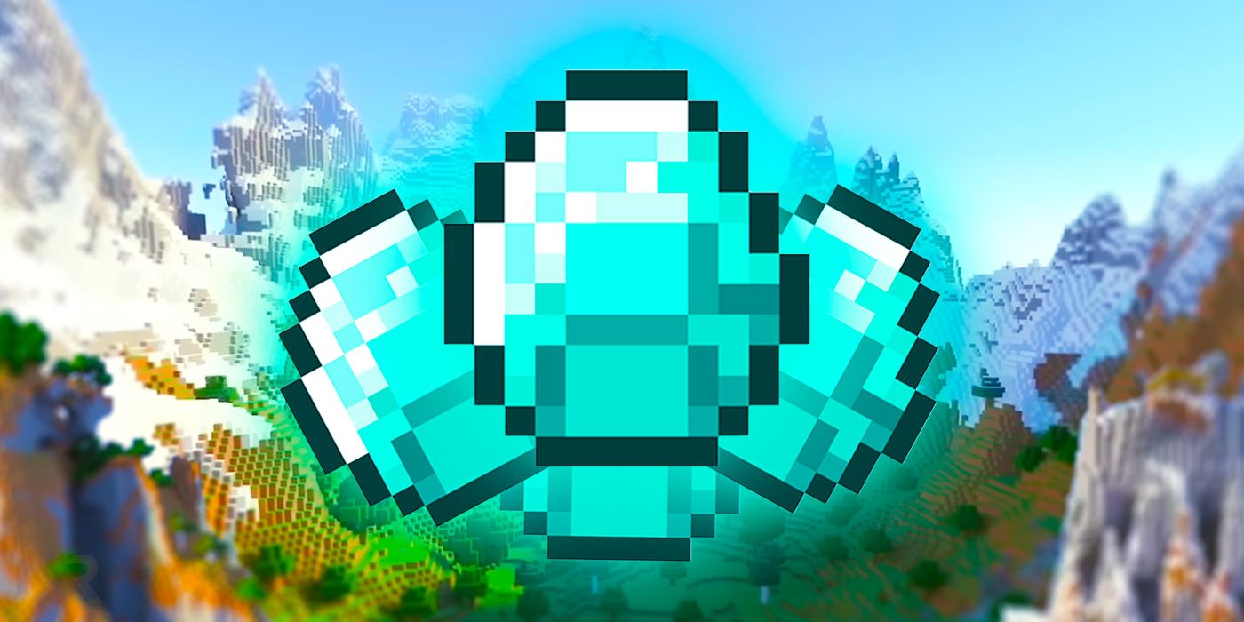 Minecraft Diamonds On Scenic Minecraft Mountains Background