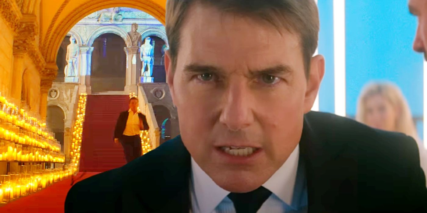 Custom image of Tom Cruise running and Tom Cruise looking upset in Mission: Impossible 7.