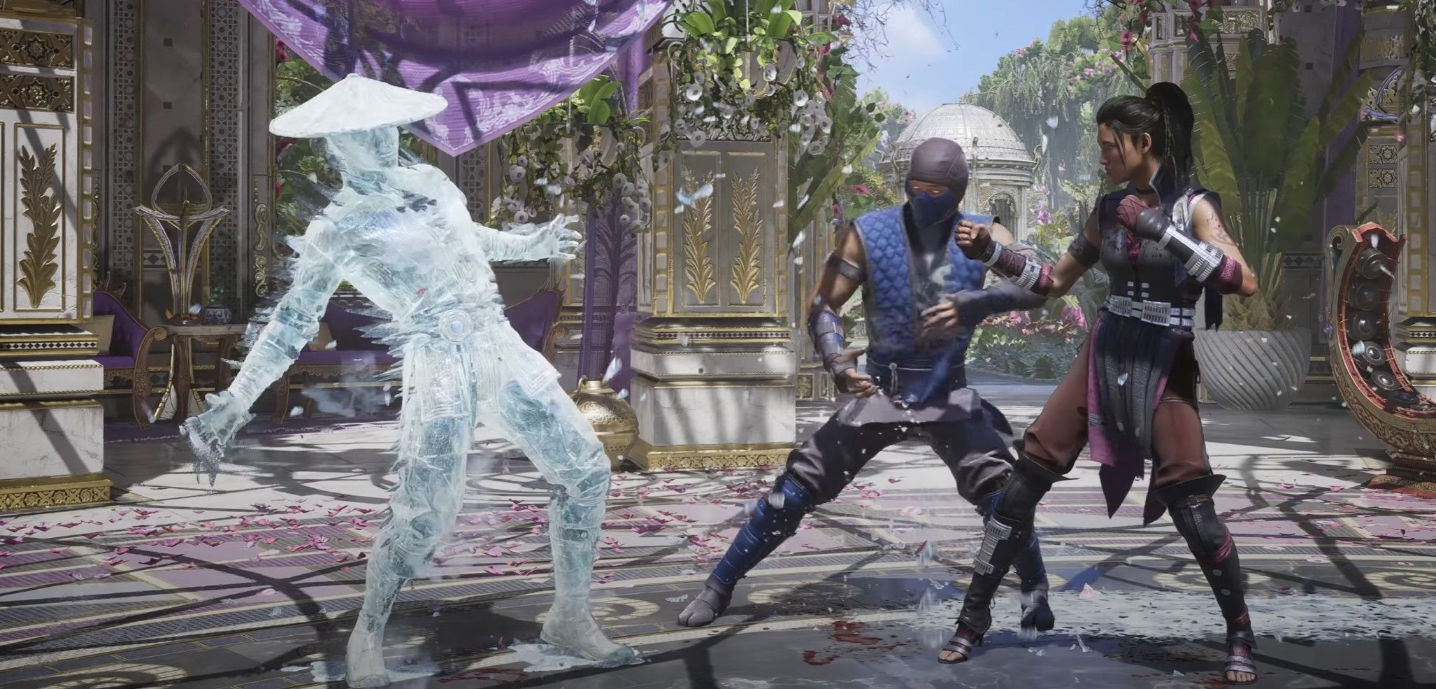 تجمد Li Mei و Sub-Zero Shang Tsung في ساحة Edonia في Mortal Kombat 1