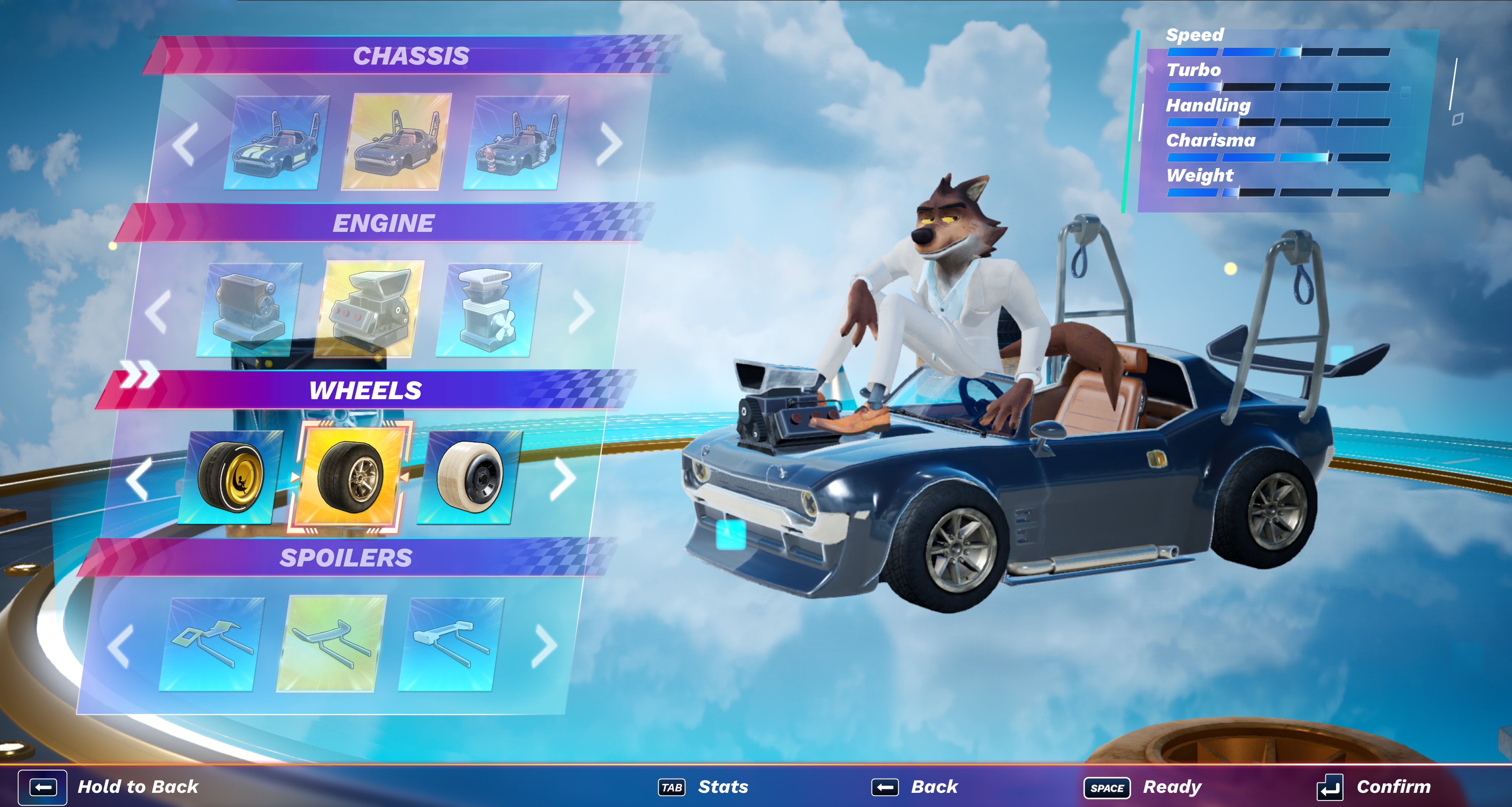 Mr Wolf with his fully customizable kart in DreamWorks All-Star Kart Racing