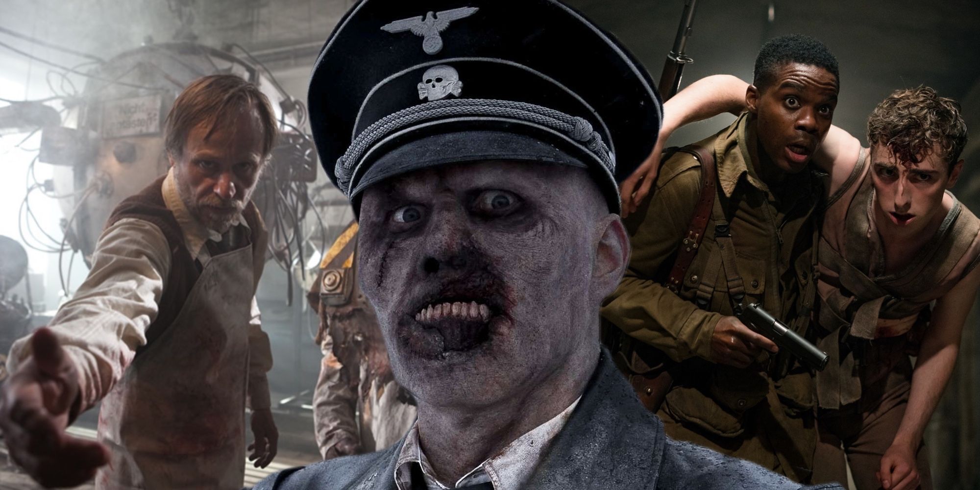 A composite image of characters from Frankenstein's Army, Dead Snow, and Overlord