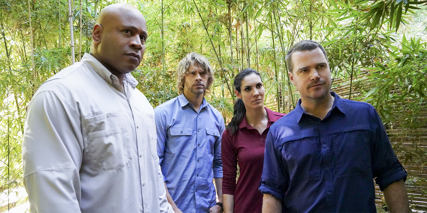 NCIS Los Angeles cast in the woods