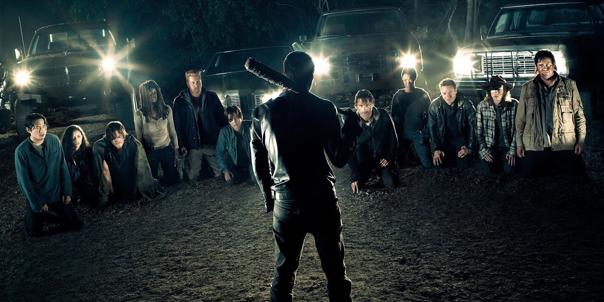 Negan lines up Rick's group in The Walking Dead