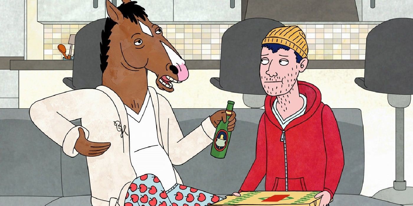Bojack Horseman and Todd talking and drinking in season 1