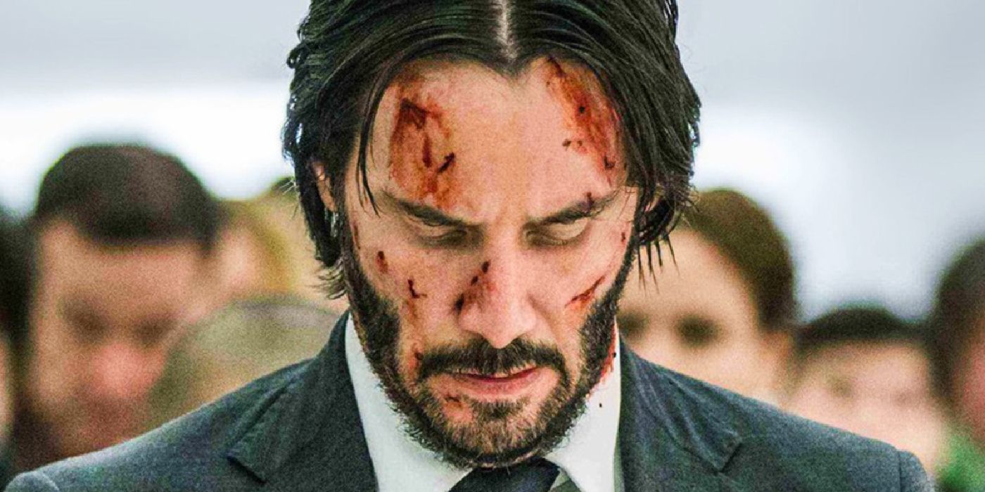 John Wick bloodied and wounded