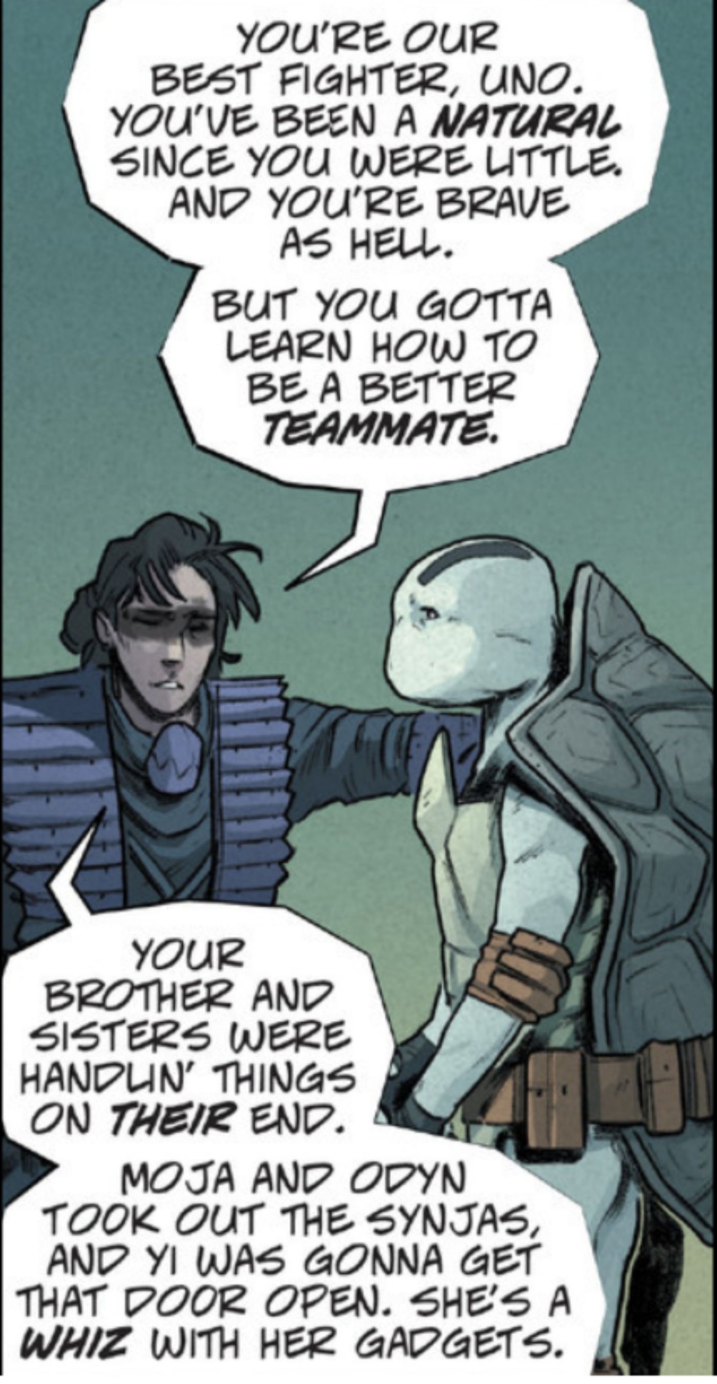 Casey Marie Jones talking to Uno in TMNT.