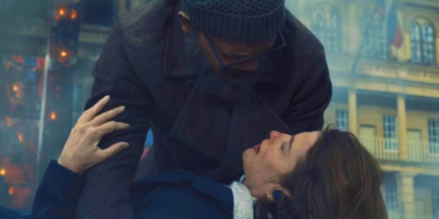 Nick Fury and dying Maria Hill in Secret Invasion episode 1