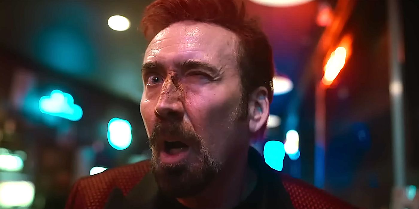 Nicolas Cage winking in Sympathy for the Devil