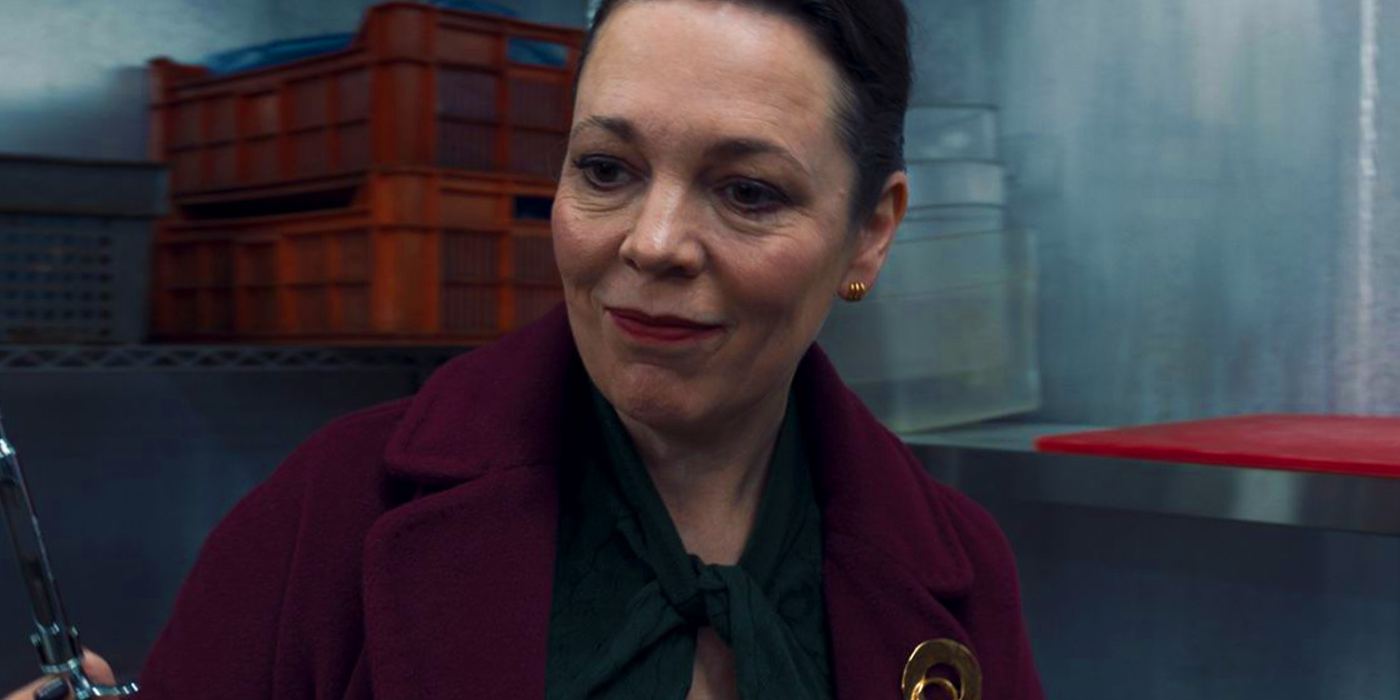 Olivia Colman as Sonya Falsworth torturing a Skrull in Secret Invasion
