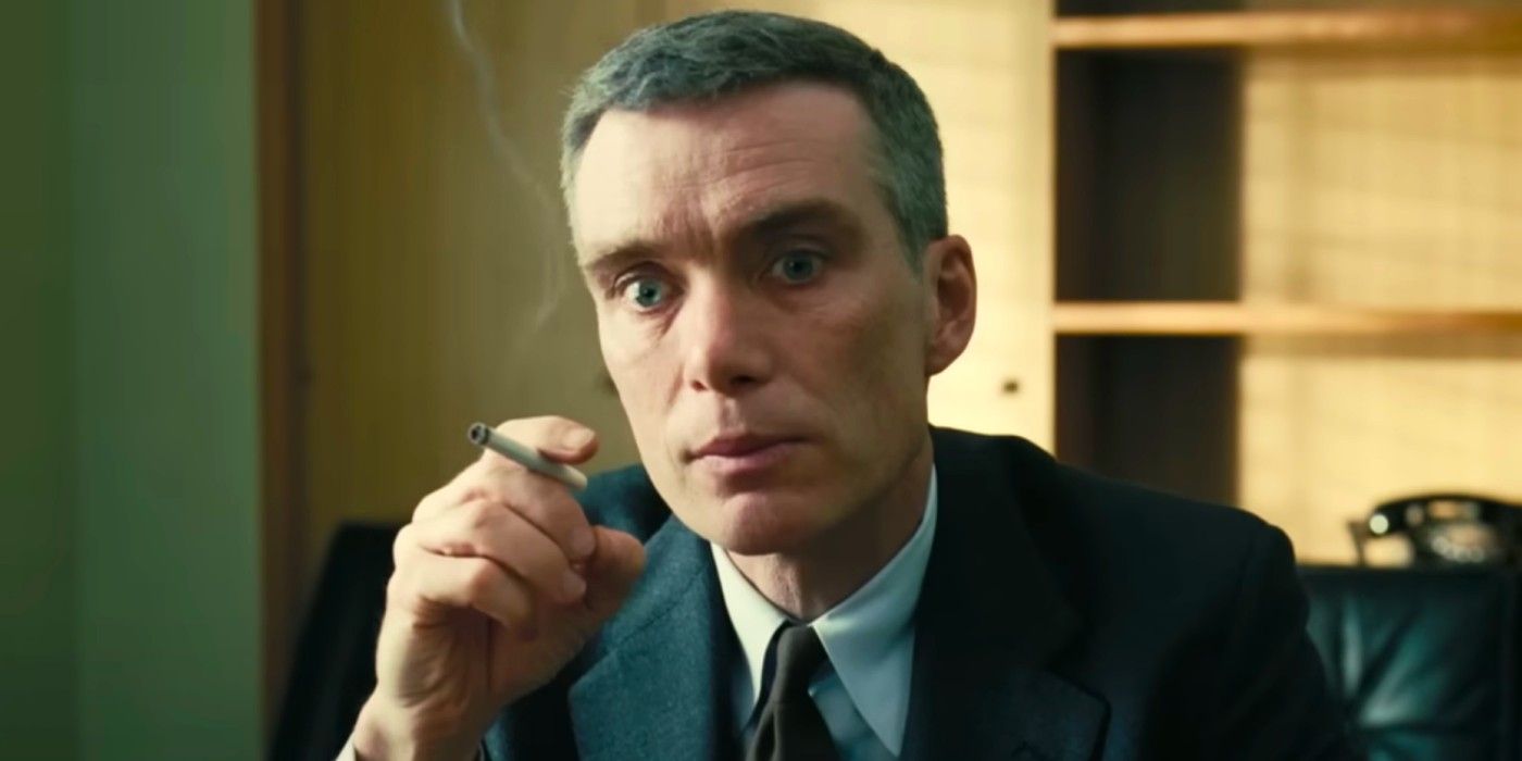 Oppenheimer smoking a cigarette in Oppenheimer