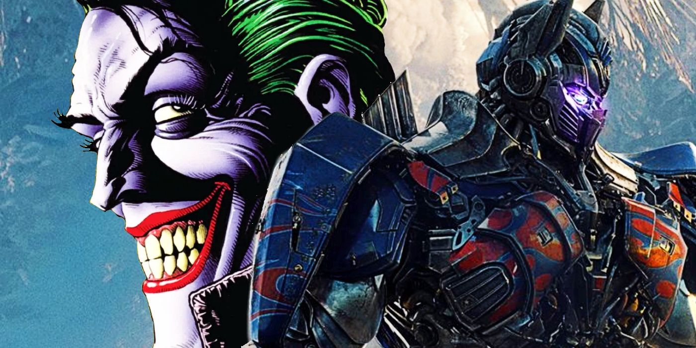 Optimus Prime from The Last Knight and the Joker grinning back-to-back