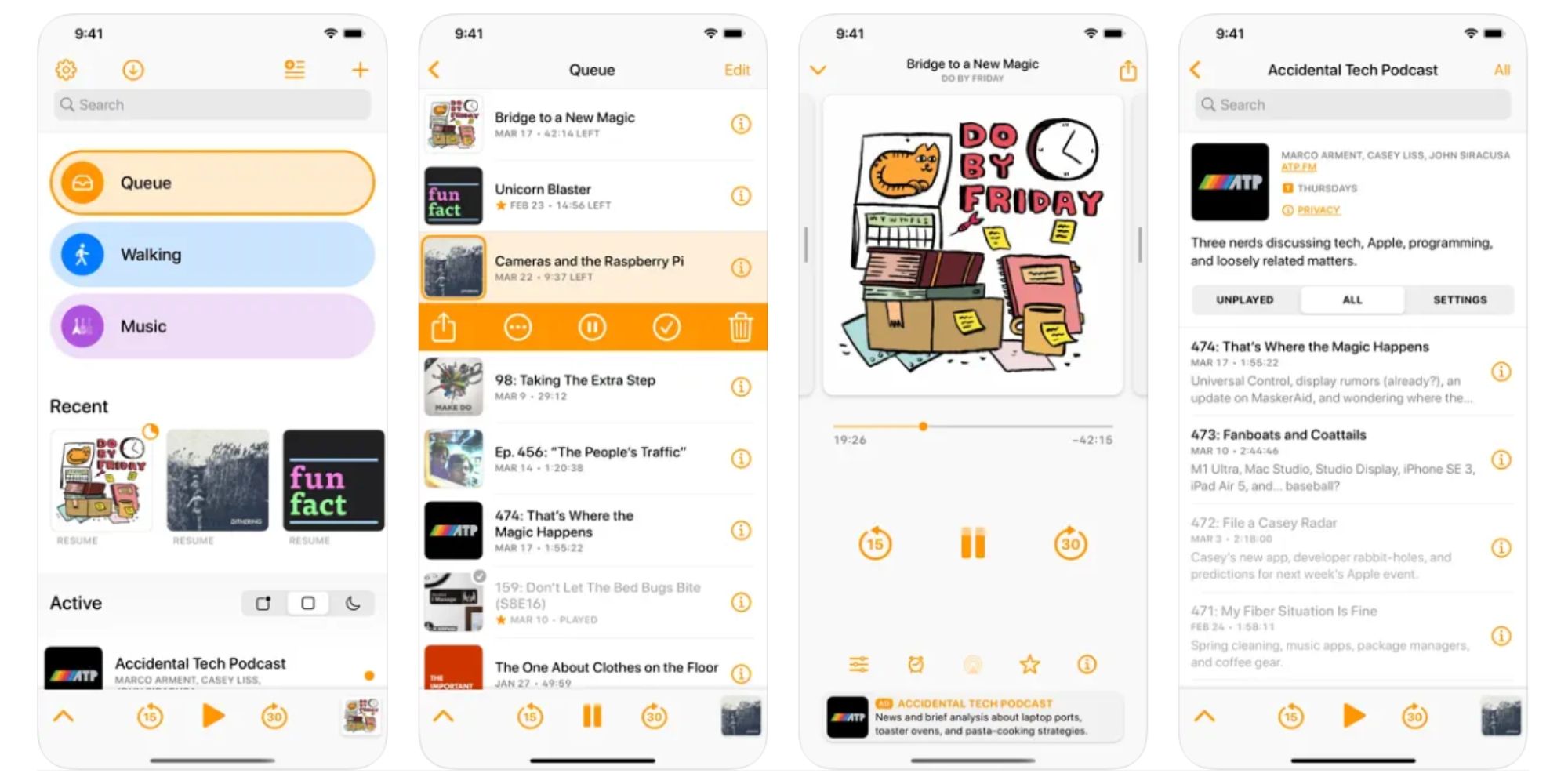 Tangkapan layar aplikasi podcast Mendung untuk iOS