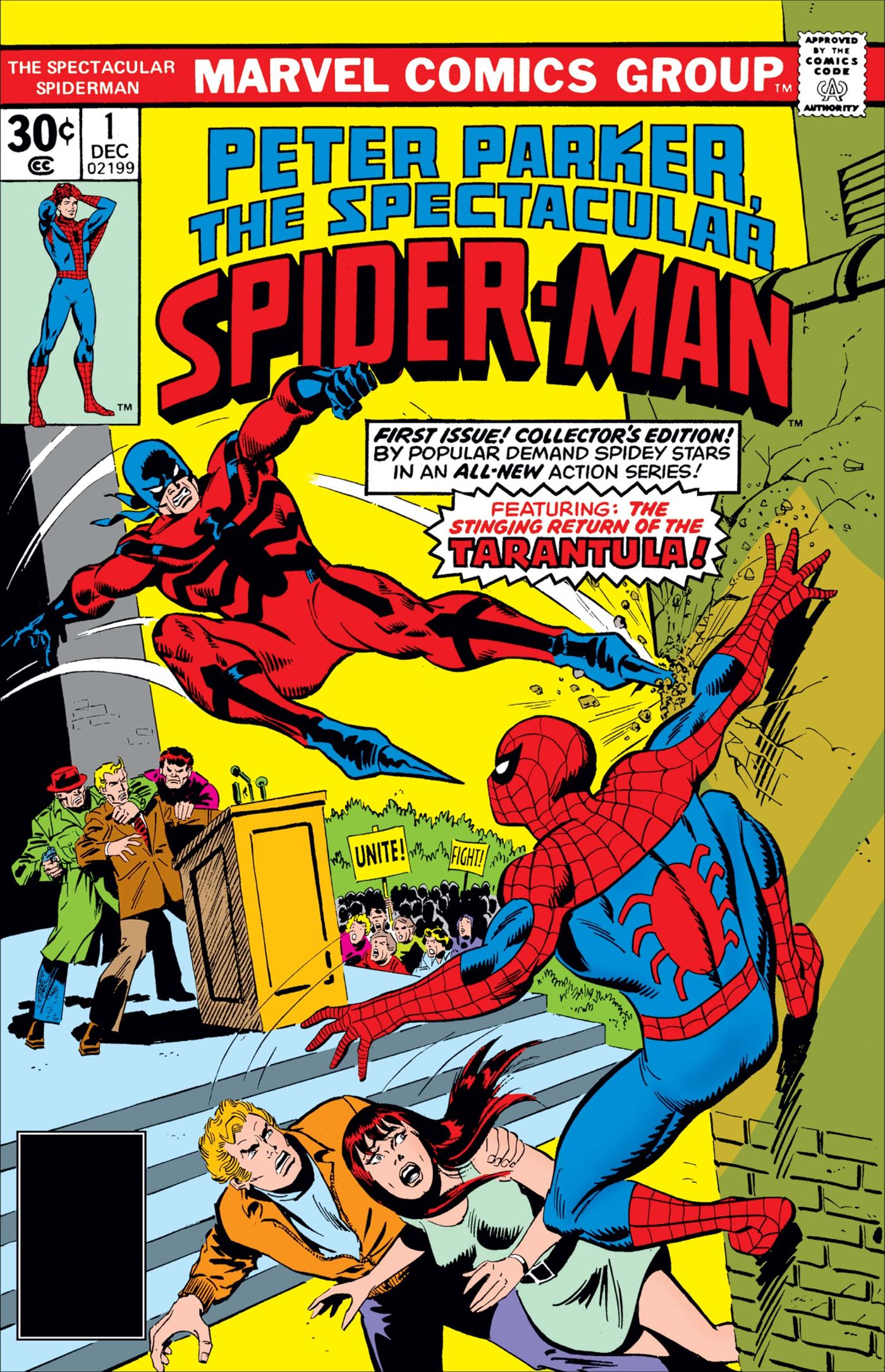 Peter Parker, The Spectacular Spider-Man #1 cover.