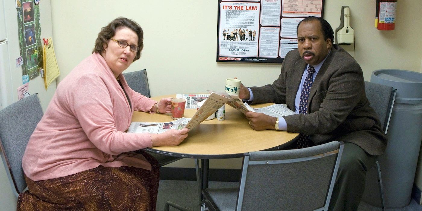 Phyllis and Stanley in the break room on The Office