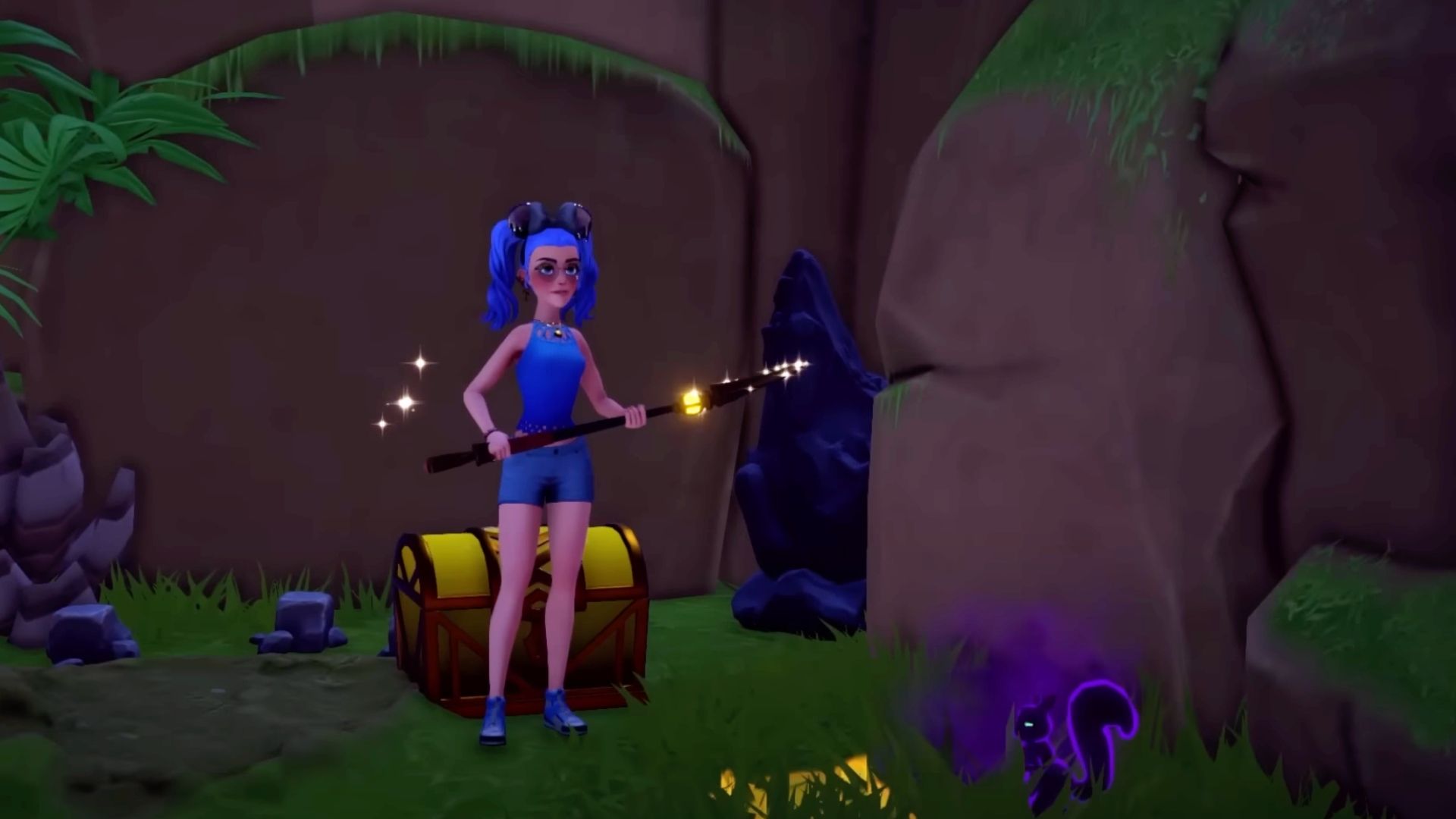 Player and gold chest in Disney Dreamlight Valley
