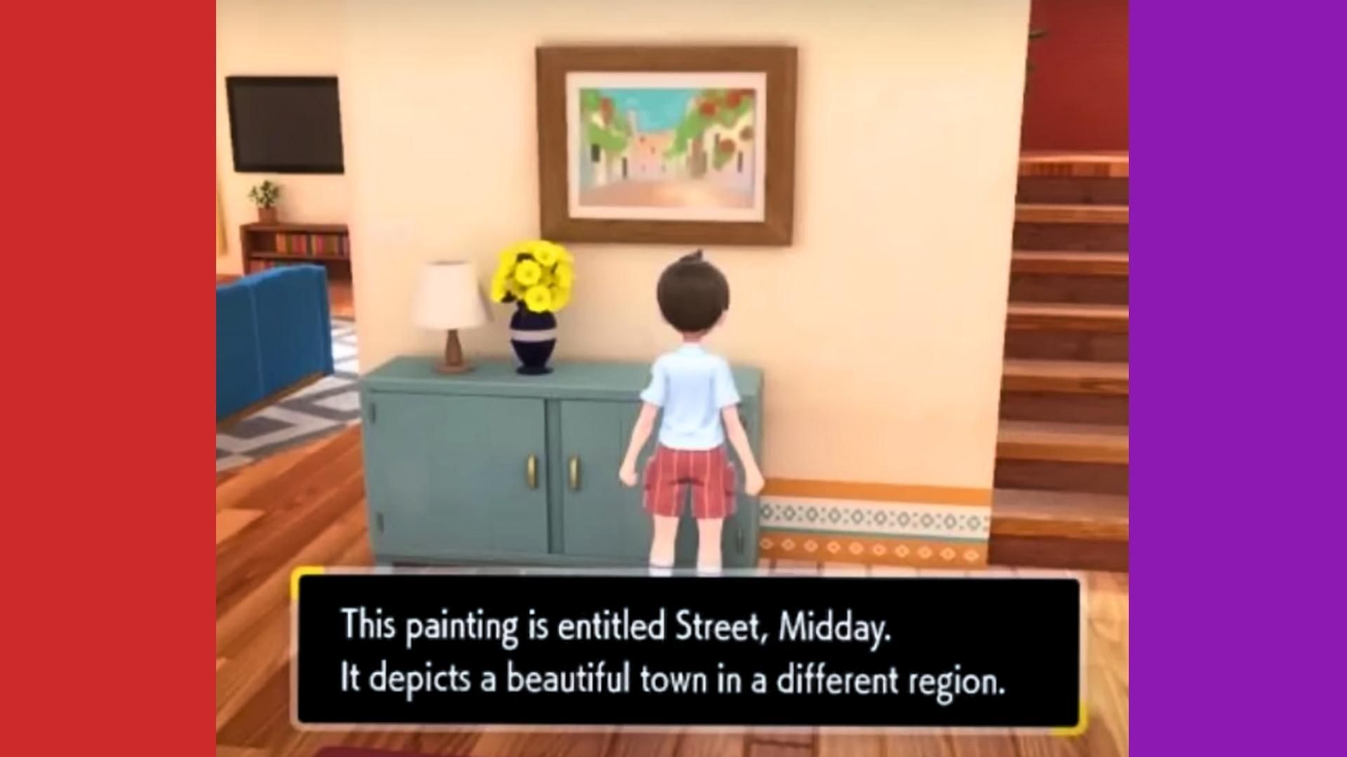 Player in front of a painting in Pokemon ScarletViolet
