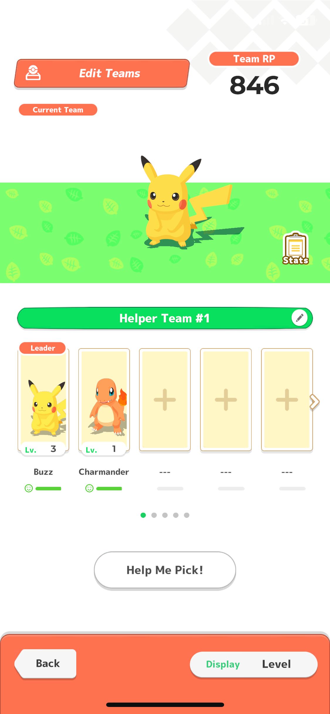 Pokemon Sleep Pokemon Helper Team Selection Screen With Pikachu And Charmander