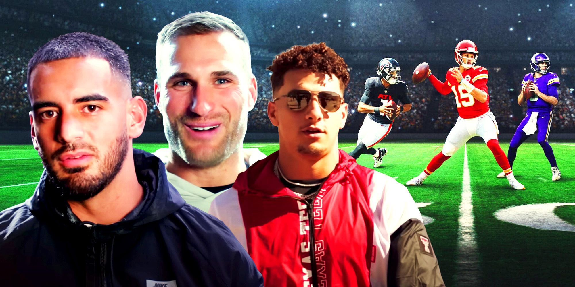 Mahomes, Cousins, and Mariota from the NFL in Quarterback on Netflix. 
