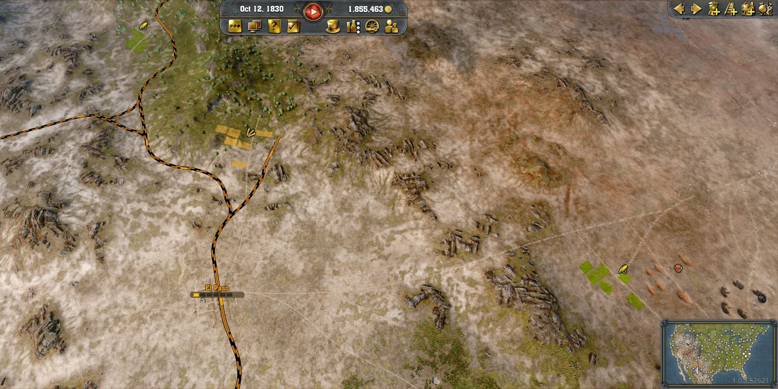 Railway Empire 2 rail lines around El Paso