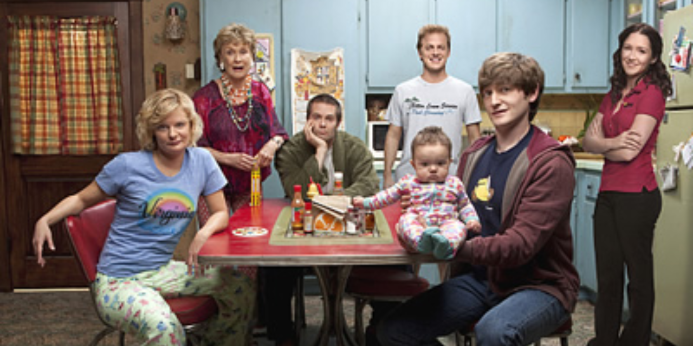 Raising Hope Blended Family Around Kitchen Table