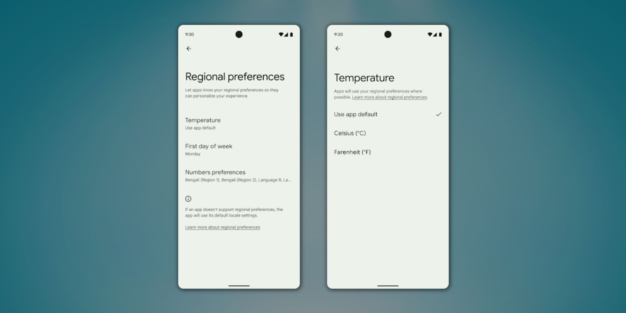 Representation of Regional Preferences on Android 14