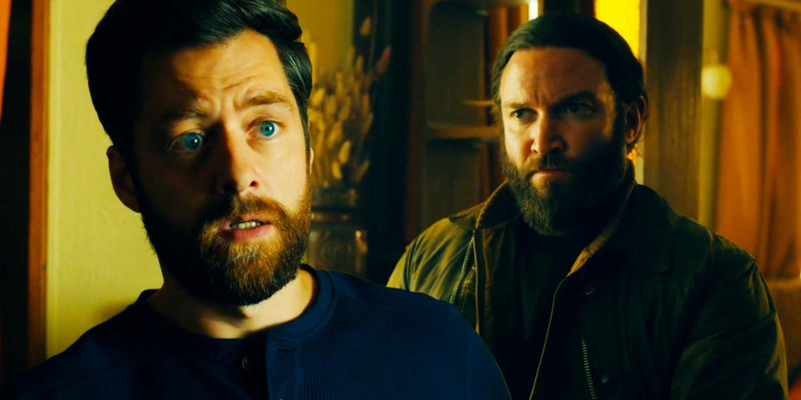 Richard Rankin as Roger and Diarmaid Murtagh as Buck Mackenzie in Outlander season 7 episode 7
