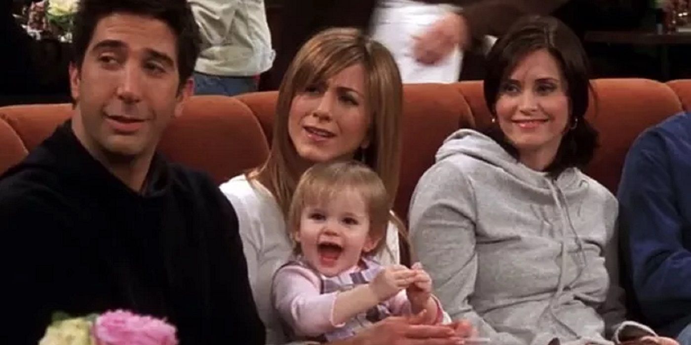 Ross, Rachel, Emma, and Monica in Friends