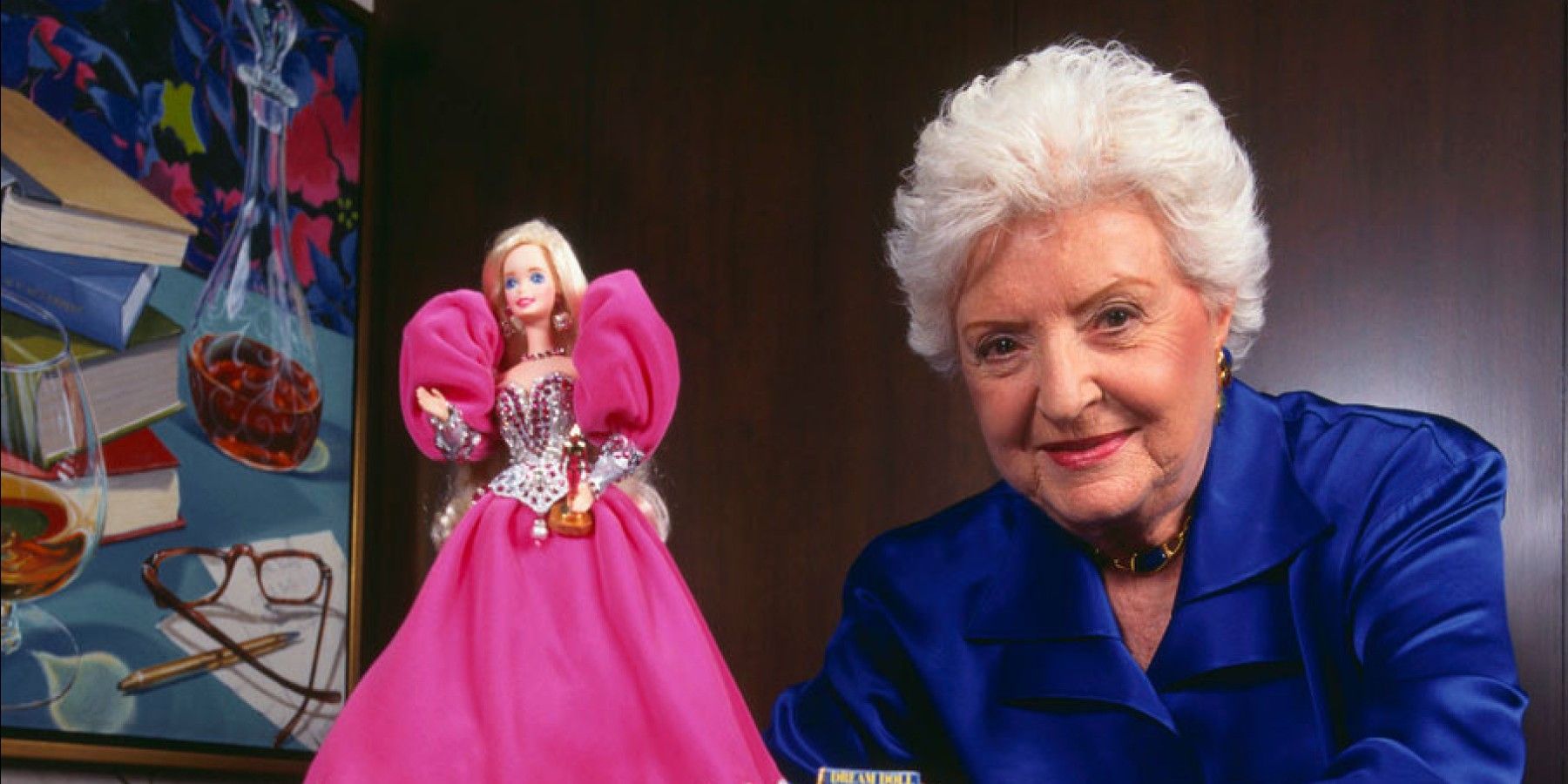 Ruth Handler with a Barbie doll in her later life.