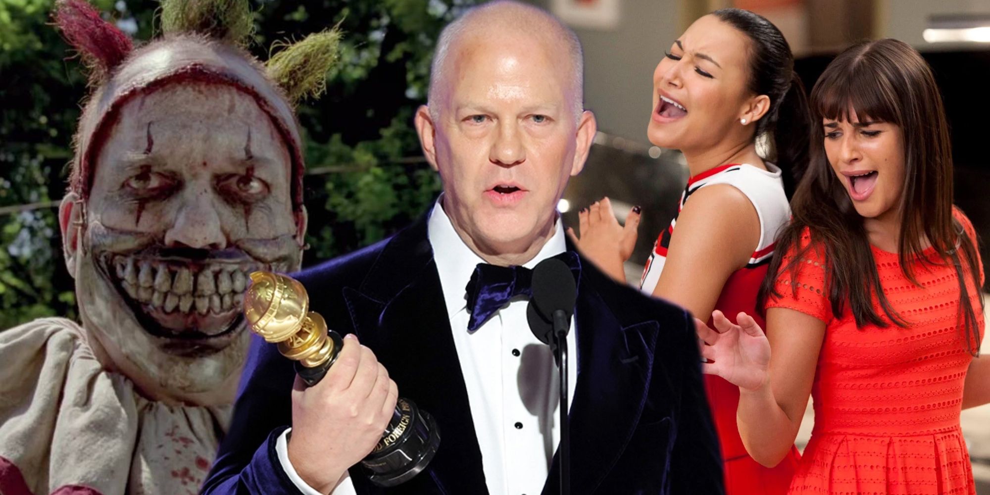 A composite image of Ryan Murphy and his shows 