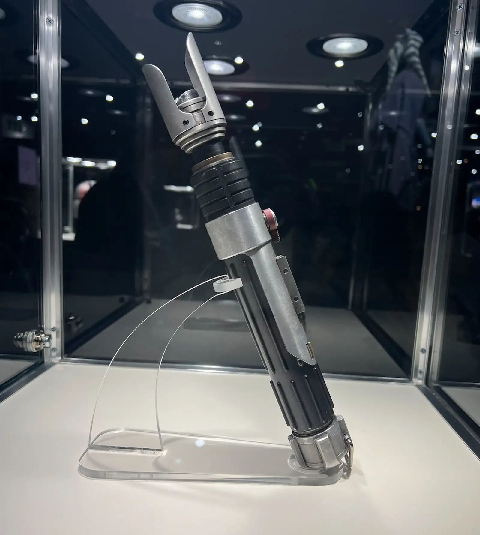 Sabine Wren&rsquo;s lightsaber hilt from Ahsoka on display at San Diego Comic-Con 2023.