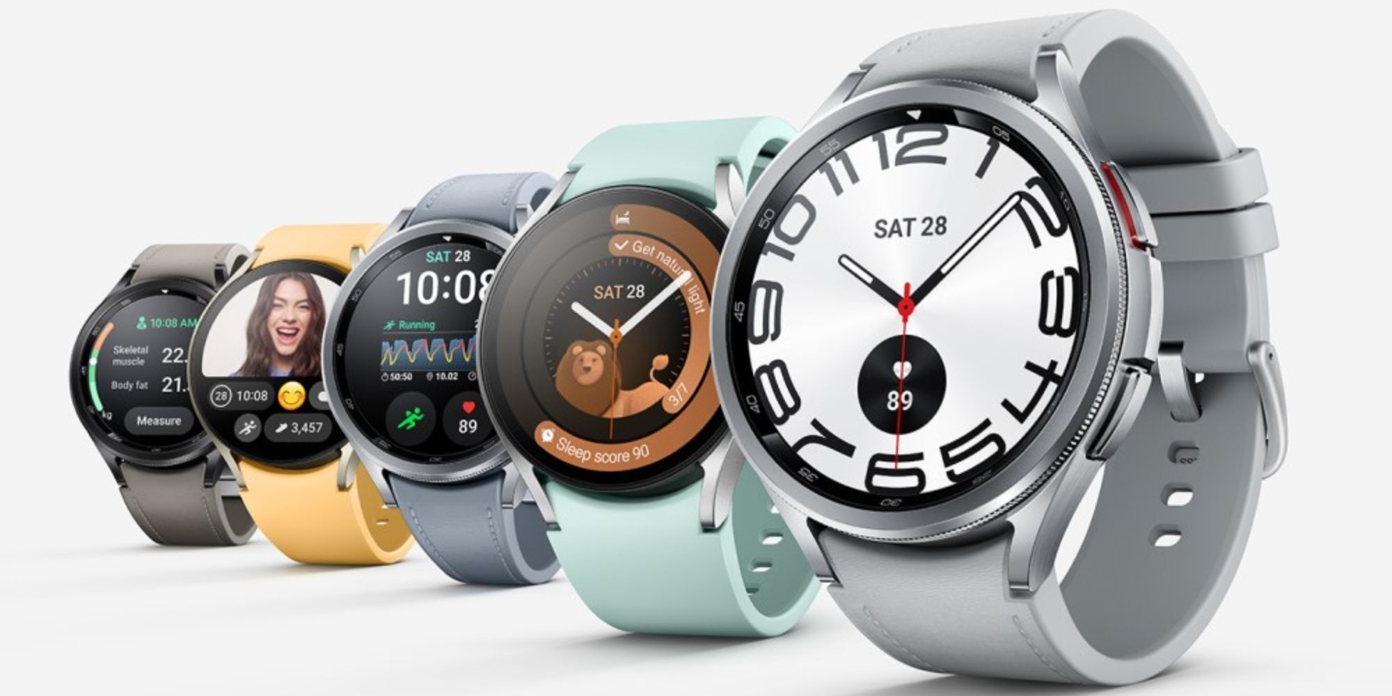 Images of the Samsung Galaxy Watch 6 and Watch 6 Classic in different colors