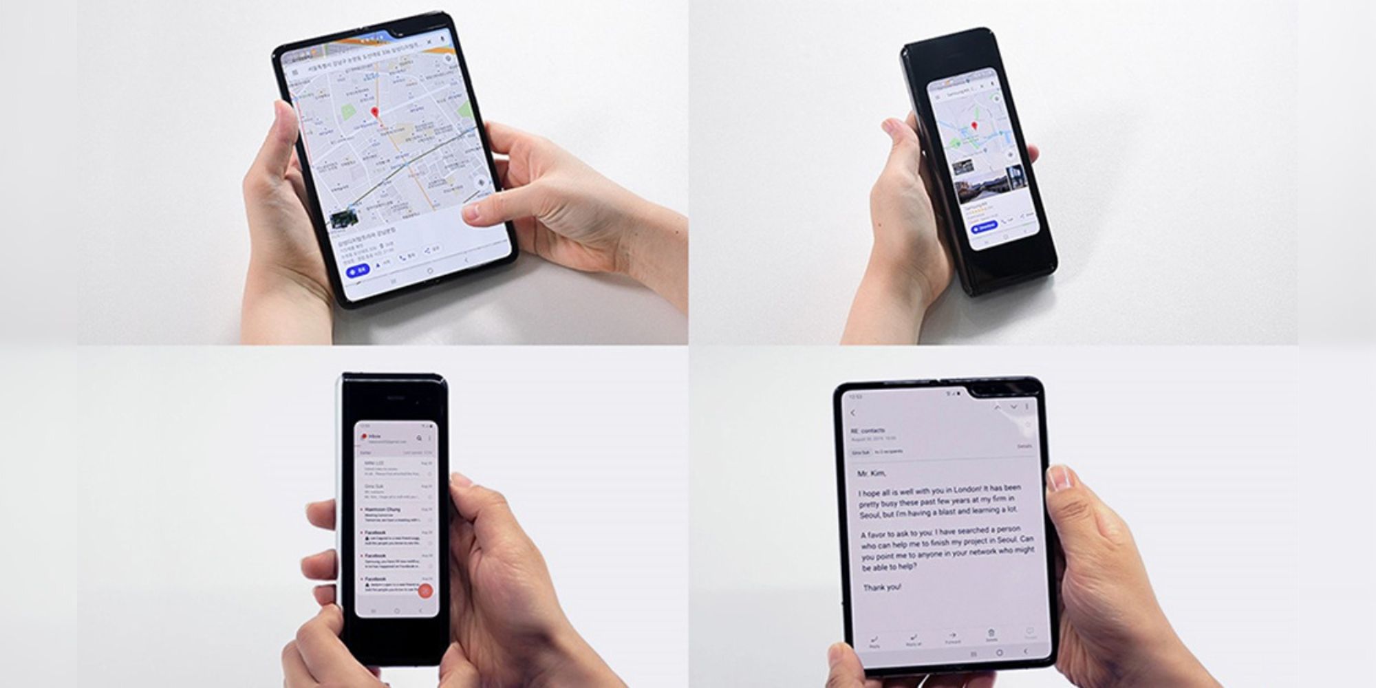 Images of the Samsung Galaxy Z Fold 5 primary and secondary displays